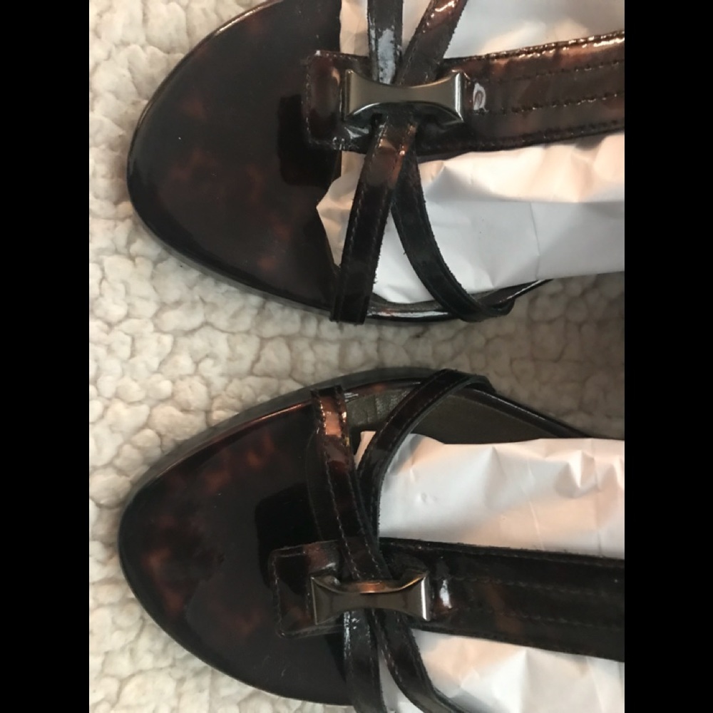 -Stuart Weitzman Tortoise Shell Wedge Sandal - image 2